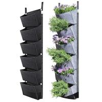 Bolsa vertical de fieltro montada en la pared, contenedor para cultivo de flores y verduras, máquina para plantar jardín interior y exterior, 6 bolsillos, - details 0