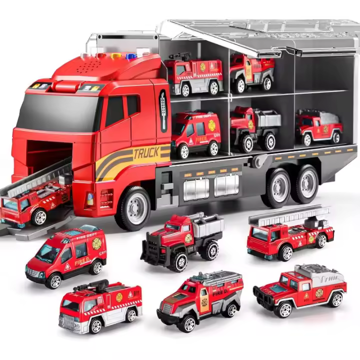 Vehículo de rescate de emergencia de Metal fundido a presión, coche de transporte/camión para niños pequeños de 3-9 años, niños y niñas - 1