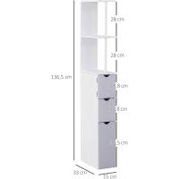 Columna Auxiliar Morno Auxiliar 2 Estantes 2 Cajones y 1 Puerta Antivuelco 15x33x136,5 cm Blanco - details 4