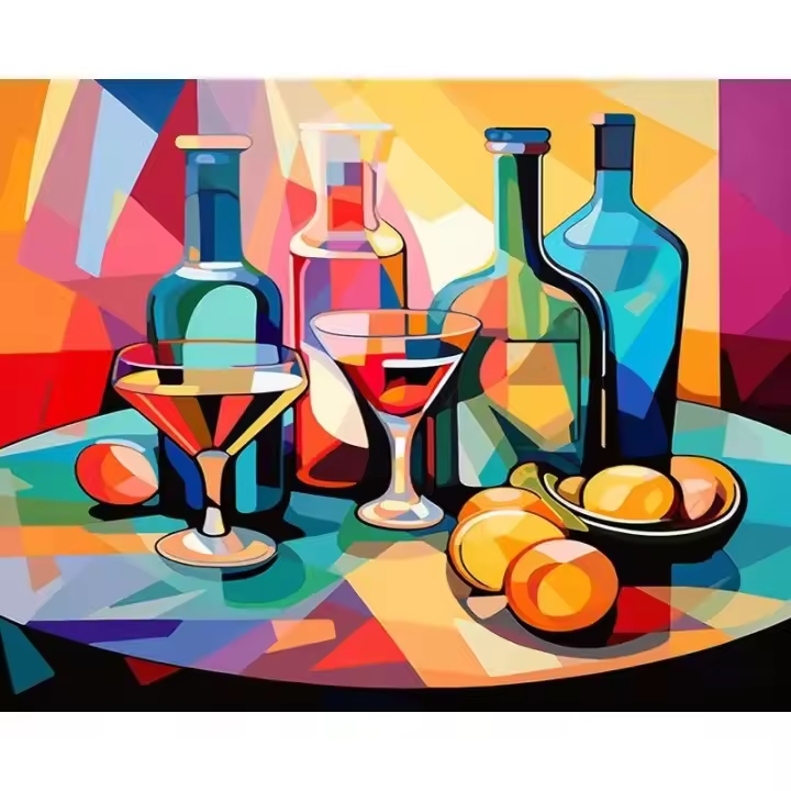 Cuadro de Numero de Pintura Ruopoty con Frutas y Cerveza 40X50CM en Marco para Decoración del Hogar y Regalo DIY Moderno Abstracto en Lienzo con Pintura de Propileno - 1