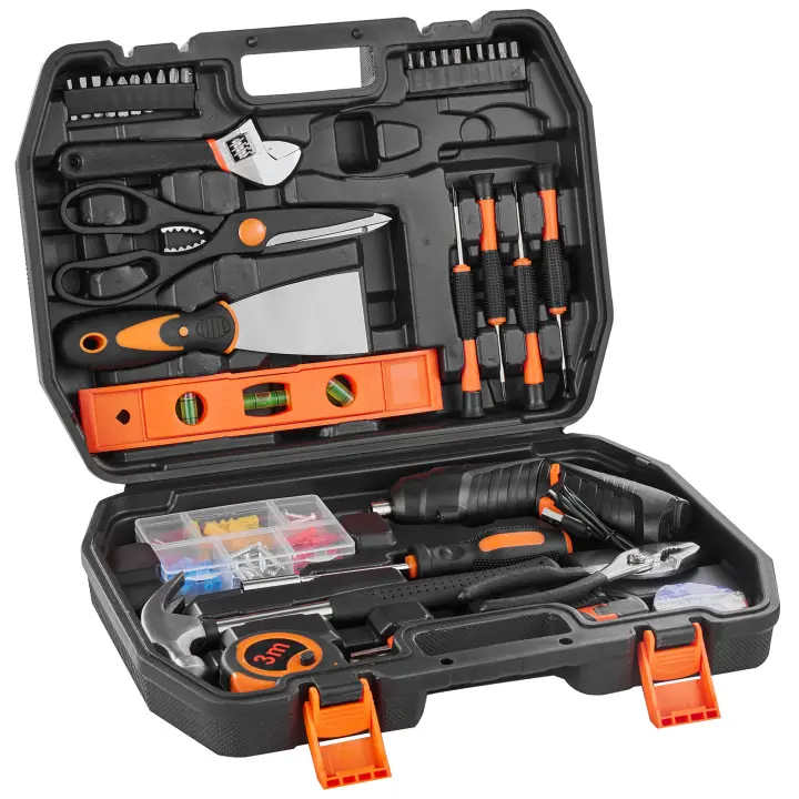 SucceBuy Tool Kit, un juego de herramientas manuales generales para el hogar de 96 piezas, con un destornillador inalámbrico y un estuche de almacenamiento de herramientas - 1