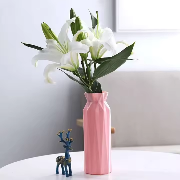 ETA casera de cerámica de imitación blanca, jarrón de plástico, decoración moderna de mesa de comedor para sala de estar - 1
