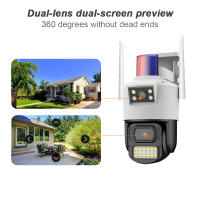 Cámara de Vigilancia de Lente Doble A Prueba de Agua, WIFI Inalámbrico, Visión Panorámica para Exteriores Certificado CE - details 2