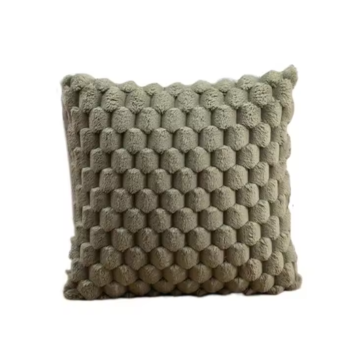 Funda de almohada de felpa suave estilo INS, funda de almohada cuadrada de 45CM, funda de cojín de Color sólido para sala de estar/oficina - 1