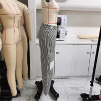 Pantalones a rayas para mujer, pantalones de pierna ancha con cordón de cintura elástica, pantalones sueltos con bolsillos, ropa de calle Vintage - details 2
