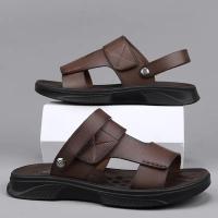 2025 nuevas sandalias de piel de vaca de primera capa zapatos de playa de cuero transpirable para hombres casual suela suave de mediana edad y ancianos papá zapatos de los hombres. - details 15
