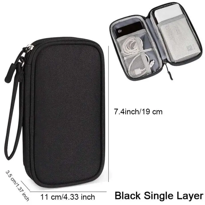 Bolsas de almacenamiento de nailon, organizador de viaje impermeable de doble capa para auriculares, cargador de ratón, Cable, discos duros, accesorios electrónicos - 1