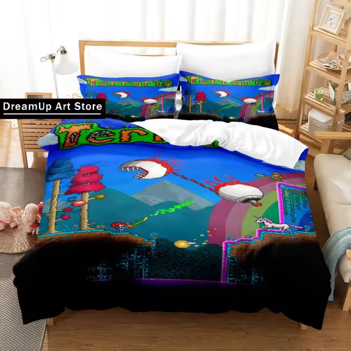 Conjunto de Ropa de Cama 3D de Moda de Juego Terraria Cubierta de Edredón Reina Twin Full Tamaño - 1
