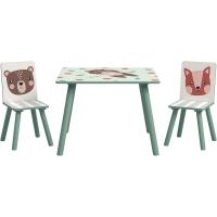 Mesa infantil de 3 piezas con 2 sillas, juego de muebles para actividades para niños de 3 a 8 años para dormitorio, sala de juegos, verde y blanco - details 0
