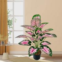 Sala de estar de estilo nórdico, simulación de plantas verdes, taro colorido, plantas en macetas, plantas falsas, flores decorativas falsas - details 1