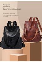 Mochila antirobo para Viajes de Ocio de Mujeres, mochila de viaje de Cuero Blanda Pu de Mujeres, Bolsa simple de gran capacidad - details 0