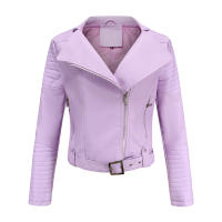 Abrigo corto de motociclista de piel sintética para mujer, chaqueta de manga larga con cremallera, ropa de otoño - details 38