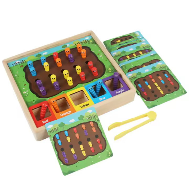 Juego Montessori de clasificación de colores para niños, juego de gusanos de captura, juguetes educativos tempranos para el - 1