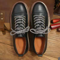 Zapatos de cuero de vaca puro de alta gama zapatos casuales de plataforma de suela blanda para hombres - details 2