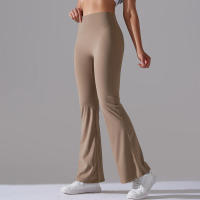 Leggings de yoga de color sólido para mujer, pantalones acampanados de cintura alta, elásticos, entrenamiento, pierna ancha - details 38
