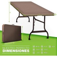 Mesa Plegable Multifuncional 180 x 75 cm Portátil para Terraza, Exterior, Balcón, Picnic - details 4
