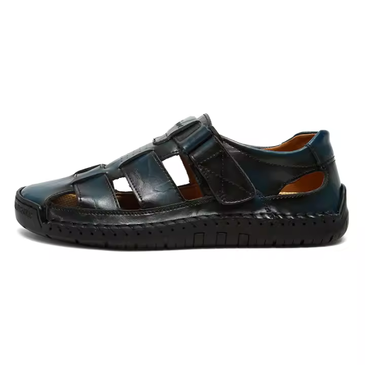 Sandalias de cuero informales con punta cerrada para hombre, zapatos de pescador de playa, sandalias deportivas de verano para exteriores - 1