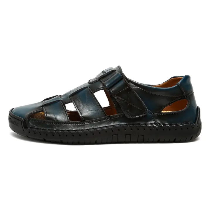 Sandalias de cuero informales con punta cerrada para hombre, zapatos de pescador de playa, sandalias deportivas de verano para exteriores - 1