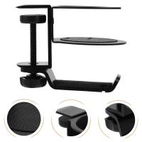 Soporte para auriculares con forma de taza 2 en 1, soporte giratorio de 360 grados para escritorio, soporte para auriculares para juegos, ahorra espacio, negro - details 2