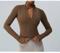 Top corto de Yoga para mujer, chaqueta deportiva de lana, abrigo de manga larga con cremallera completa, ropa deportiva informal para gimnasio - details 5