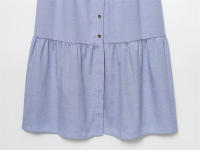 Vestido casual delgado y versátil. Vestido plisado de manga corta con cuello en V. - details 9