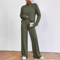 Conjuntos de dos piezas a la moda para mujer, tops y pantalones informales con cuello alto para mujer - details 6