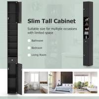 Armario de Baño Alto, Columna Auxiliar para Almacenamiento de Baño, con 2 Armarios y 1 Cajón, Organizador Armario Estrecho 20 x 20 x 180 cm, para Inodoro, Oficina - details 24
