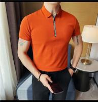 Polo de manga corta bordado de malla transpirable de verano para hombre, camiseta informal de negocios con solapa y media cremallera, - details 34