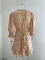 Nuevo Jersey de cintura de longitud media, vestido de manga corta con estampado bohemio - details 7