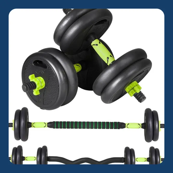Kit de Pesas Ajustables 10-15 KG Barra Recta y Curva, Agarre Antideslizante, Juego de Mancuernas para Gimnasio en Casa - 1