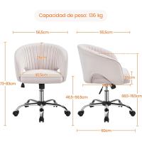 Silla de Oficina de Terciopelo Ruinas Giratorias de 360° Ajustable en Altura - details 20