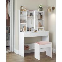 Tocador con Luces LED con Brillo Ajustable, Mesa de Maquillaje con Espejo, Espacioso, Estantes Ajustables, 2 Cajones, Mesa de Maquillaje, Blanco Nube - details 21