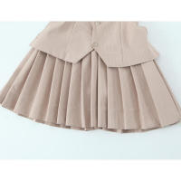 Vestido corto sin tirantes con dobladillo plisado para mujer, minivestido elegante con botones delanteros y bolsillo falso, vestidos de calle - details 4