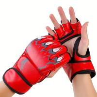 Guantes de boxeo para niños adultos Sanda Guantes de entrenamiento de lucha de medio dedo Taekwondo Muay Thai Guantes de lucha con saco de arena - details 1