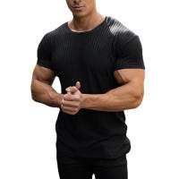 Muscleguys Camiseta de Punto Manga Corta a Rayas, Ajuste Delgado, Ropa de Gimnasio de Verano para Hombres - details 2