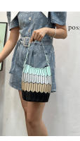 Nuevo bolso de cesta de verduras con diamantes geométricos, bolso de cubo de color de contraste de moda, bolso versátil para mujer. - details 20