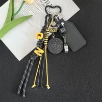 LLavero de cuerda trenzada de cuero PU, colgante de corazón, galletas hechas a mano, llaveros de coche, cuerda tejida antipérdida, llavero con letras en inglés - details 10
