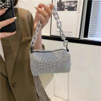 Bolso tipo cubo con diamantes de imitación de versión completa, bolso con bola de cadena brillante, mini bolso cruzado para mujer - details 4