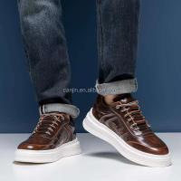 Nuevos zapatos blancos genuinos de alta calidad para hombre, zapatos de cuero de Italia, capa superior, zapatillas con elevador de Color desnudo puro para hombre - details 2