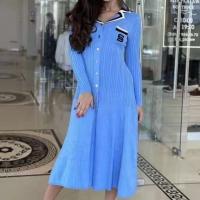 Vestido de punto ajustado elegante para mujer, vestidos Vintage de diseñador de manga larga con letras y una botonadura, suéter de invierno 2024 - details 9