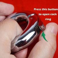 Embalaje privado Anillo de metal sexy, anillo para hombres, juguetes sexuales, anillo para retrasar la eyaculación, camilla ajustable para bolas de escroto, peso estirado, - details 3