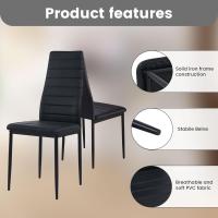 Sillas de Comedor Juego de 4 Sillas de Metal para Cocina, Silla de Mesa Comoda Silla con Asiento Tapizado, Negro - details 6