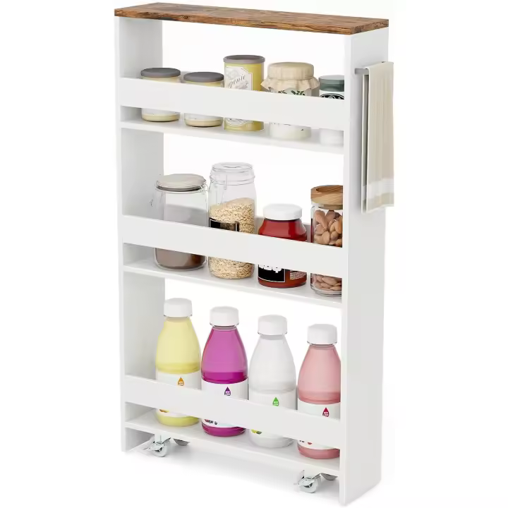 Carrito de Cocina Estrecho de 4 Niveles 48x13x81cm Estantería con Ruedas - 1