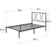 Marco de Cama de Metal Somier Altura de 30cm Montaje Fácil Espacio de Almacenamiento Bajo de la Cama Negro - details 11
