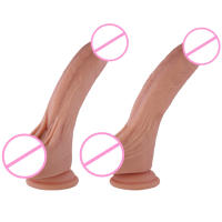 Juguete sexual para mujeres Consolador de silicona realista de 7,2 pulgadas, material seguro para el cuerpo Ventosa fuerte Consolador anal grueso realista ultra suave para hombres Estimulador de punto G con eje curvo y bolas Entrenador de garganta - details 2