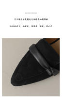 Zapatos individuales mate con punta en punta para mujer, tacones bajos que combinan con todo, color marrón, estilo retro - details 13