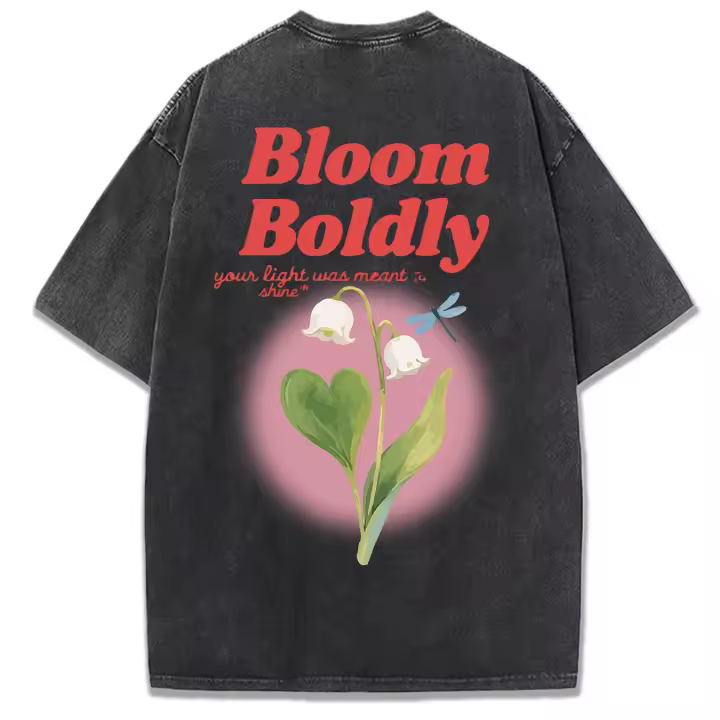 Camiseta lavada con estampado de orquídeas Bloom Boldly Bell, ropa de calle suave de verano para mujer, camisetas deportivas cómodas, pantalón corto informal de calle de manga - 1