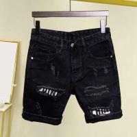 Pantalones cortos rasgados de verano para hombre, rectos con botones y bolsillos con cremallera, pantalones cortos vaqueros hasta la rodilla - details 4