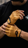 Guantes de cuero de medio dedo para hombre, equipo de protección, transpirables, para Motocross y motociclista - details 1