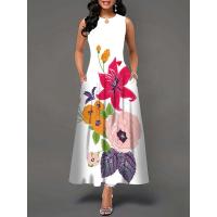 Women's Boho Long Dress Elegant Sleeveless Floral Print Casual Beach Party Summer Dress - details 19